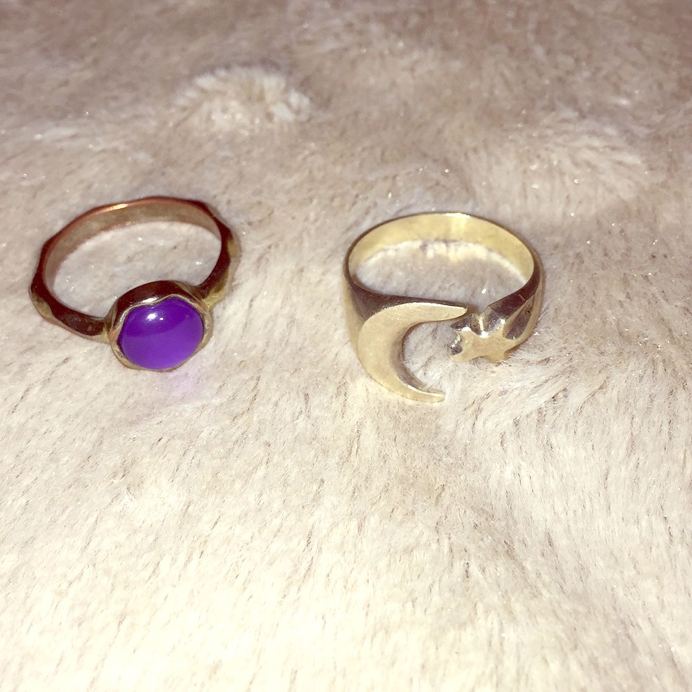 Bundle - set of 2 rings purple & moon and star